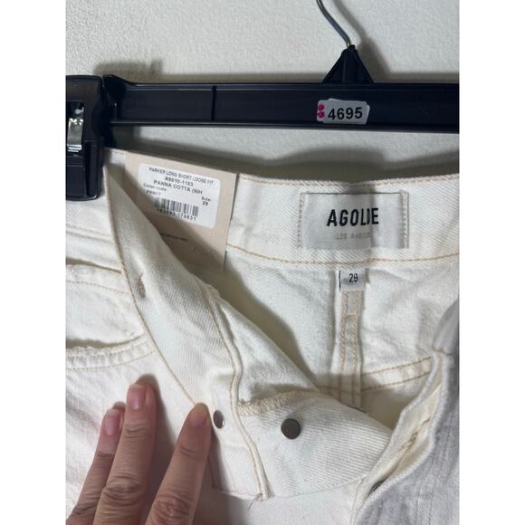 NWT Agolde White "parker Long Short Loose Fit" Cut Off Shorts Sz 29 - Picture 3 of 3